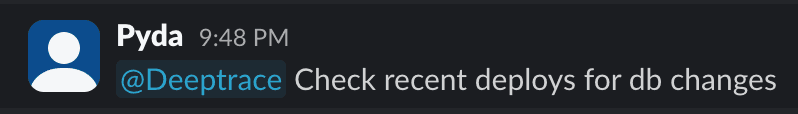 Pyda Slack message